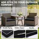 MIULEE Black 19 x 19 x 3 Outdoor Chair Cushions Waterproof Patio Chair Cushions with Adjustable Straps Set of 2 for Patio Furniture 3-Year Color Fastness Garden Sofa Couch