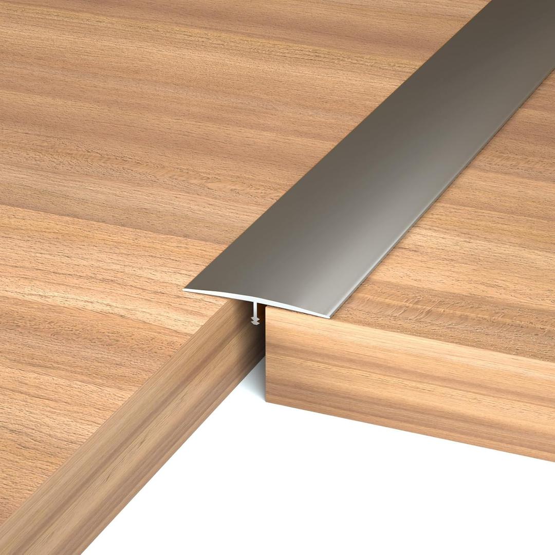 NeatiEase T Molding Transition Strip, Aluminum Laminate Floor Divider, Threshold for Floor Gaps, Tiles, Gray, 4ft x 1.6in (3pcs)