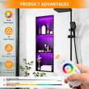 WICHEMI Shower Niche No Tile Needed for Bathroom Storage, Shower Niche RGB LED Lights Waterproof Recessed Wall Niche 12" X 36" Triple Shelves 304 Stainless Steel Bathroom Niche for Shower Wall