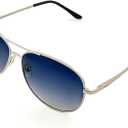 J+S Premium Military Style Classic Aviator Sunglasses, Polarized, 100% UV protection for Men Women (Silver Frame/Moonlight Gray Gradient Lens)