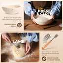BAKERIA 9" Round Banneton Bread Proofing Basket Set with Starter Jar, Linen Liner, Bread Lame, Dough & Bench Scraper, Bread Whisk  Complete Artisan Sourdough Baking Kit