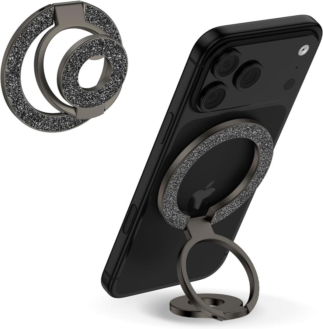 MagSafe Phone Grip Magnetic Finger Holder for Samsung Galaxy S26 S25 Ultra S24 S23 S22 S21 A17 A16 A15,Two-Sided Magnetic Finger Ring Grip Adjustable Kickstand for iPhone 17 Pro Max 16e 16 15 14 13 12