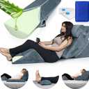 Lunix LX5 4-Piece Support for Shoulder & Upper Body Rest, Orthopedic Bed Wedge Pillow Set, Elevated Memory Foam for Post-Op Recovery & Sleep Comfort, Stone Navy with Aloe Vera