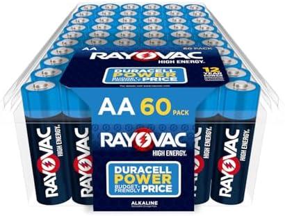 Rayovac AA Batteries, Double A Battery Alkaline, 60 Count 2 Pack