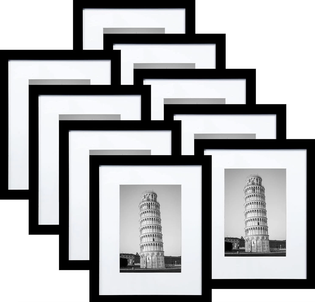 Picture Frame 8 x 9, Black, Pack of 5