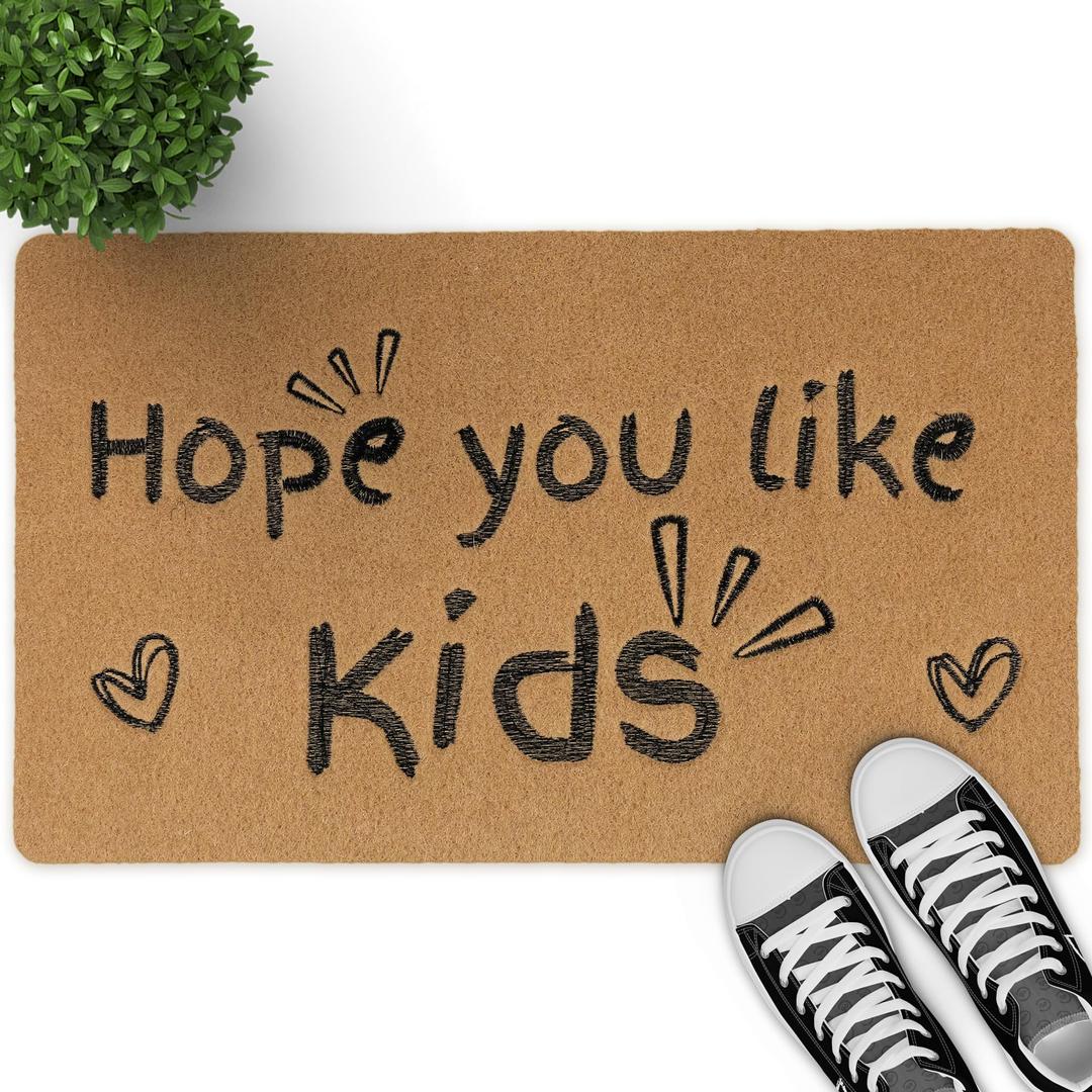 The Proper Pet Embroidered Hope You Like Kids Doormat 30x17 Inches, Funny Welcome Mat for Front Door, Front Door Mat Kids Welcome Mat, Funny Door Mats Outdoor, Funny Kids Welcome Mat, Brown