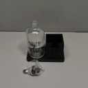 Glass Mouthwash Dispenser for Bathroom, 16 OZ Mouthwash Dispenser with Pour Spout and Wood Cup Holder and Tray, Mouth Wash Bottle Container, Black Kitchen Bathroom Decor and Accessories