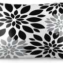 Black Dahlia Flower Pillow Cases King Size 20x36 Inch Decorative White and Grey Floral Pillowcases Seasonal Summer Holiday Bed Pillow Covers Soft Pillow Protector for Sleeping