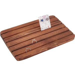 NBEADS Wood Earring Display Stands, 6 Slots Brown Jewelry Earring Ring Display Holder Wood Earring Card Holder Business Card Holder Display for Home Office Retail Store, 10.8x6.69