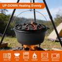 8QT Pre-Seasoned Cast Iron Camp Dutch Oven with Lid, Large Camping Dutch Oven Pot, incl. Lid Lifter - Dual Handles - for Outdoor Campfire, Grill, Oven & Stovetop Cooking-Black