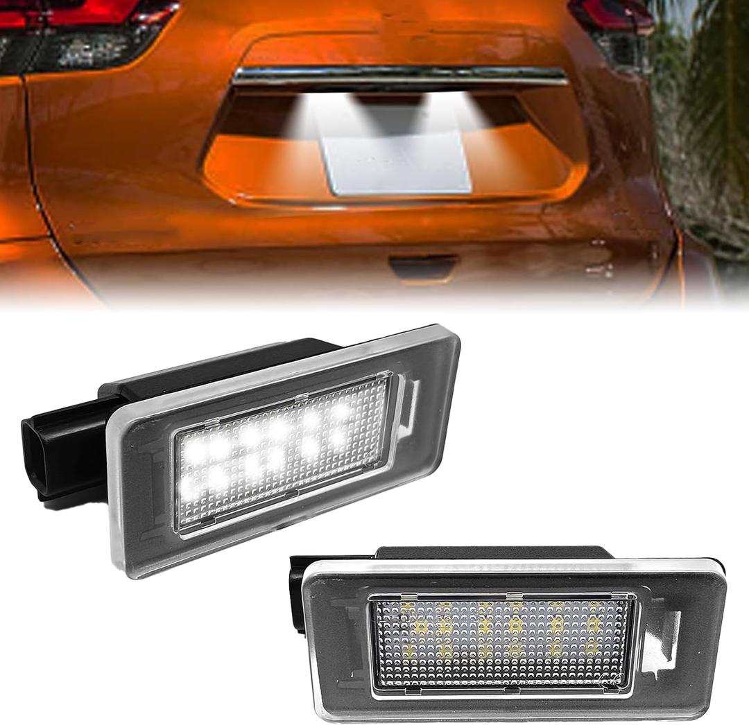 LED License Plate Light Tag Lamp Assembly, Compatible with 19-Up Altima L34, 20-Up Sentra B18, 19-Up Versa Sedan N18, 21-Up Rogue T33, Powered by 18-SMD 6000K(2 Pcs White)