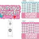 Nursing Student Badge Reel with Buddy - NOVBAUB Pink Nurse Badge Reel and Nursing School Essentials Badge Buddy Retractable ID Clip for Student Nurses Gifts Work Accessories Essentials