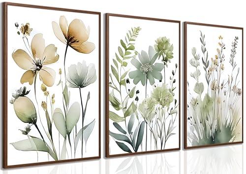 tgguytiy Sage Green Botanical Posters Set of 3 – Boho Floral Wall Art Prints, Minimalist Flower Artwork for Bedroom, Bathroom, Living Room, Aesthetic Plant Pictures Home Decor 24x16 Inch Unframed