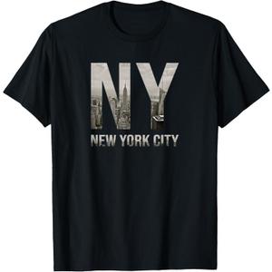 NYC Skylines New York City That Never Sleeps Gift T-Shirt (Small, Black)