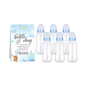 Cool Baby Shower Games Sets 6 Pcs Bottles with 1 Bottle Chug Sign for Gender Reveal Baby Shower Party Favors Decoration Games(Bear,Blue)