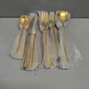 Evanda Gold Silverware Set 60 Piece Service for 12, Titanium Gold Plated Stainless Steel Flatware Set, Knives Forks Spoons Cutlery Set for Wedding, Parties, Birthday, Restauroom, Dishwasher Safe