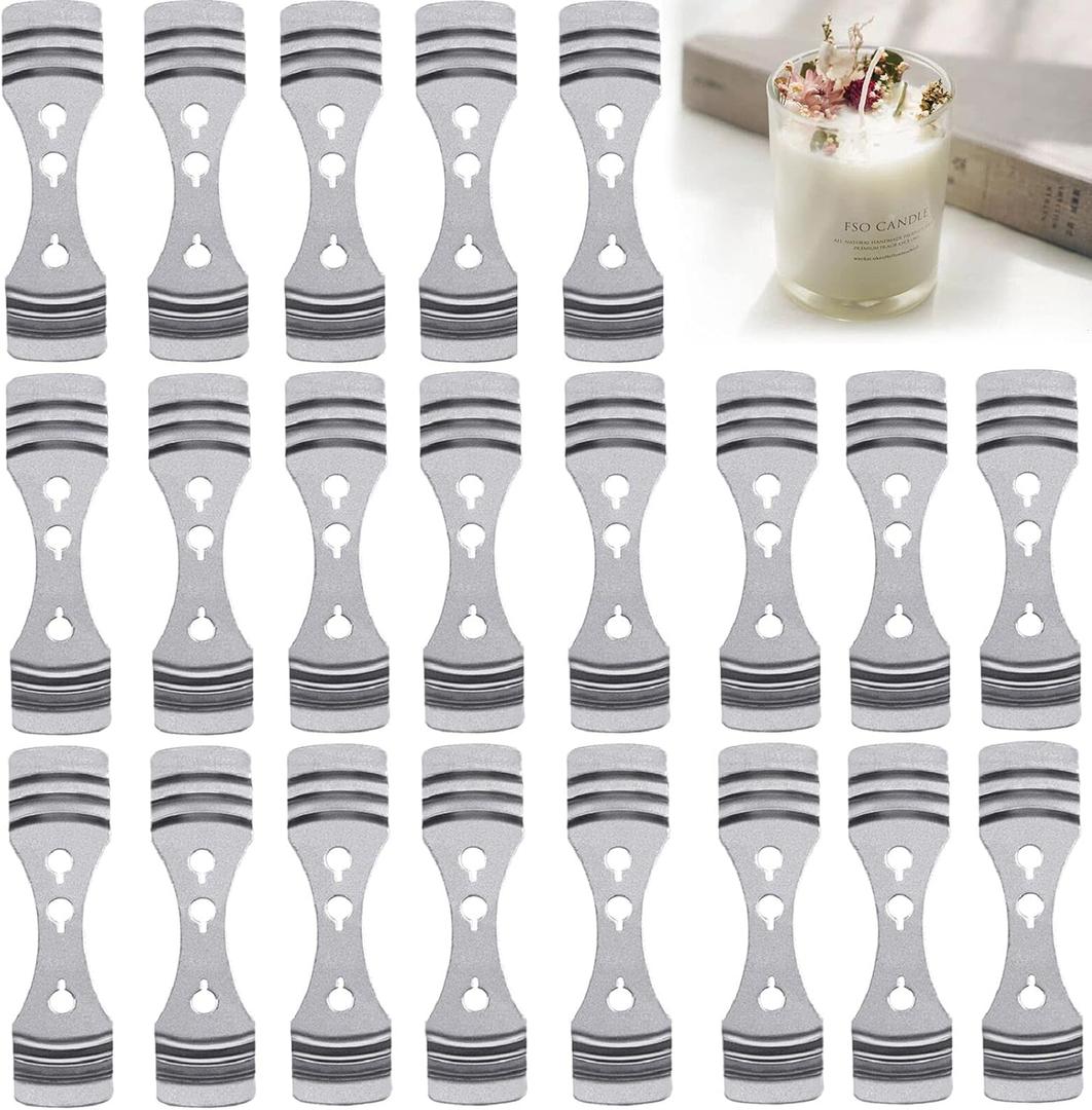 25Pcs Metal Candle Wick Holder, Silver Stainless Steel Candle Wick Centering Devices for Candle Making