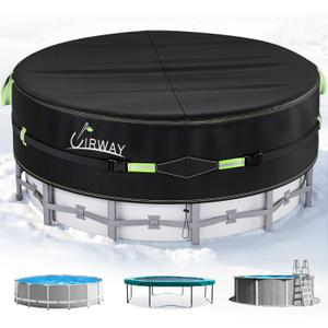 UIRWAY 21 Ft Round Winter Pool Cover with Reflective Strips, Swimming Pool Cover for Above Ground Pools, Solar Cover Including Rope Tie and Luminous Ground Nails, PU Tarp Snug Fit for UV Protected