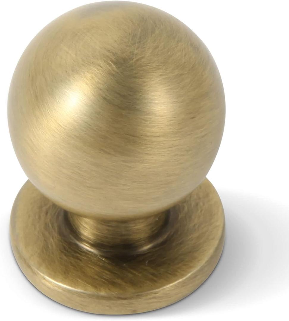 khtumeware 6 Pack Cabinet Knobs - 1 inch Vintage Brushed Antique Brass Drawer Knobs and Pulls for Kitchen and Dresser Drawers