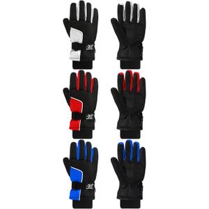 Jansun 3 Pairs Kids Winter Gloves Warm Outdoor Windproof Adjustable Gloves Toddler Snowboard Gloves for Cold Weather Boy Girl Children (6-10 Years, Red Blue Gray)