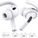 AhaStyle 3 Pairs AirPods Pro 2nd Generation Ear Hooks【Added Storage Pouch】 Anti-Slip Ear Covers Silicone Accessories Compatible with Apple AirPods Pro 2nd Generation (3 Large, White)