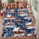 Wonnitar Christmas 3x5 Rug, Soft Christmas Area Rugs for Living Room, Non Slip Washable Entryway Rug, Low Pile Xmas Winter Reindeer Area Rug for Bedroom Kitchen Holiday Decor (Blue, 3'x5')