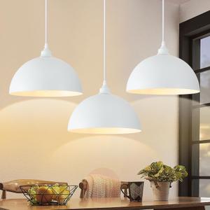 White Pendant Light Fixtures 3 Set Farmhouse Pendent Lights 11.8" Industrial Vintage Chandelier Ceiling Hanging Light Fixture for Kitchen Island Dining Room Living Room Foyer Entryway