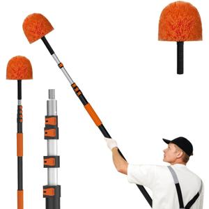 LAANPOLE 20FT Cobweb Duster with Extension Pole, Spider Web Brush for Cleaning Extendable, Professional Ceiling and Corner Dusters for Outdoor Indoor Use