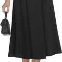 Casly Lamiit Women's High Waisted Midi Skirts Summer Business Skirt Flare Work A Line Pleated Skirt with Pockets (Medium)