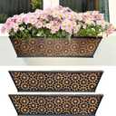Maxona Wall Planter, 2 Pack, 24 Inch Railing Hanging Planter with Coco Liner for Outdoor, Metal Balcony Garden Plant Basket Deck Rail Fence Window House Horse Trough Porch