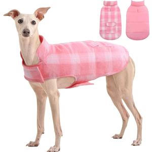 Kuoser Reversible Winter Coat, British Style Jacket for Small Medium Dogs - Warm, Windproof Puppy Cold Weather Vest, Pink M (M (Chest Girth: 17.3-20.9''))