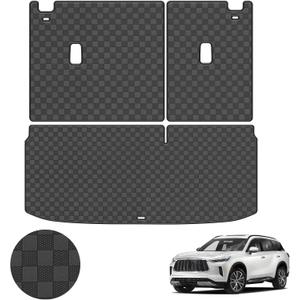Trunk Liner & Backrest Mat Compatible with 2019-2024 2025 Cadillac XT4- Custom Fit PU Leather Cargo Liner and Backrest Protector- All Weather Waterproof Anti-Slip Easy to Clean Cargo Mats, Infiniti QX60 Cargo Backrest Mat-A