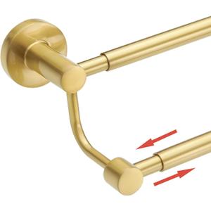 BESy Adjustable 16-26 Inches Double Bath Towel Bar for Bathroom SUS304 Stainless Steel Towel Holder, Hotel Style Wall Mount with Screws Hand Towel BarTowel Rack Rod Hanger, Brushed Gold Finish