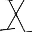Stage Rocker Single-X Style Classic Folding Keyboard & Digital Piano Stand, Adjustable Width & Height, Durable & Sturdy, Easy to Assemble for Travel/Storage, Sleek Black, Powered by Hamilton(SR524000)