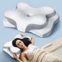 Osteo Sustained Cervical Health Neck Pillow, Contour Zoned Design Ergonomic Pillow for Pain Relief, No-Temperature Affected Memory Foam Pillows, Cooling Pillow Support Side, Back, Stomach Sleeper (Gray)