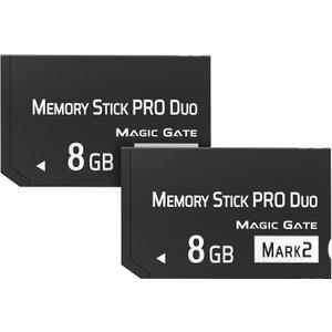 Original 8GB 2Pack Memory Stick Pro Duo MARK2, High-Speed Memory Stick Duo Compatible with PSP1000 2000 3000 Accessories and Digital Camera Memory Cards (black-8GB-2pcs)