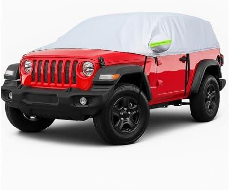 KPFILEH Half Car Cover for SUV, 161.4" Windproof Windshield Cover, Dustproof Auto Sunroof Covers with Reflective Straps, All Season Universal Waterproof Vehicle Window Sun Protector(SUV)