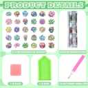 Remuuly 30 Pcs Diamond Painting Magnets Summer Diamond Art Magnet Kits for Adults Spring Flower Animal Cupcake 5D Rhinestones Refrigerator Magnetic Stickers for Fridge DIY Crafts Gifts(Succulents)