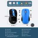 CITLLA Wireless Bluetooth Mouse (USB + BT1 + BT2), Full Size, 4-Way Scrolling, Multi-Device Silent Mouse for Computer, Laptop, iPad, MacBook (Blue)