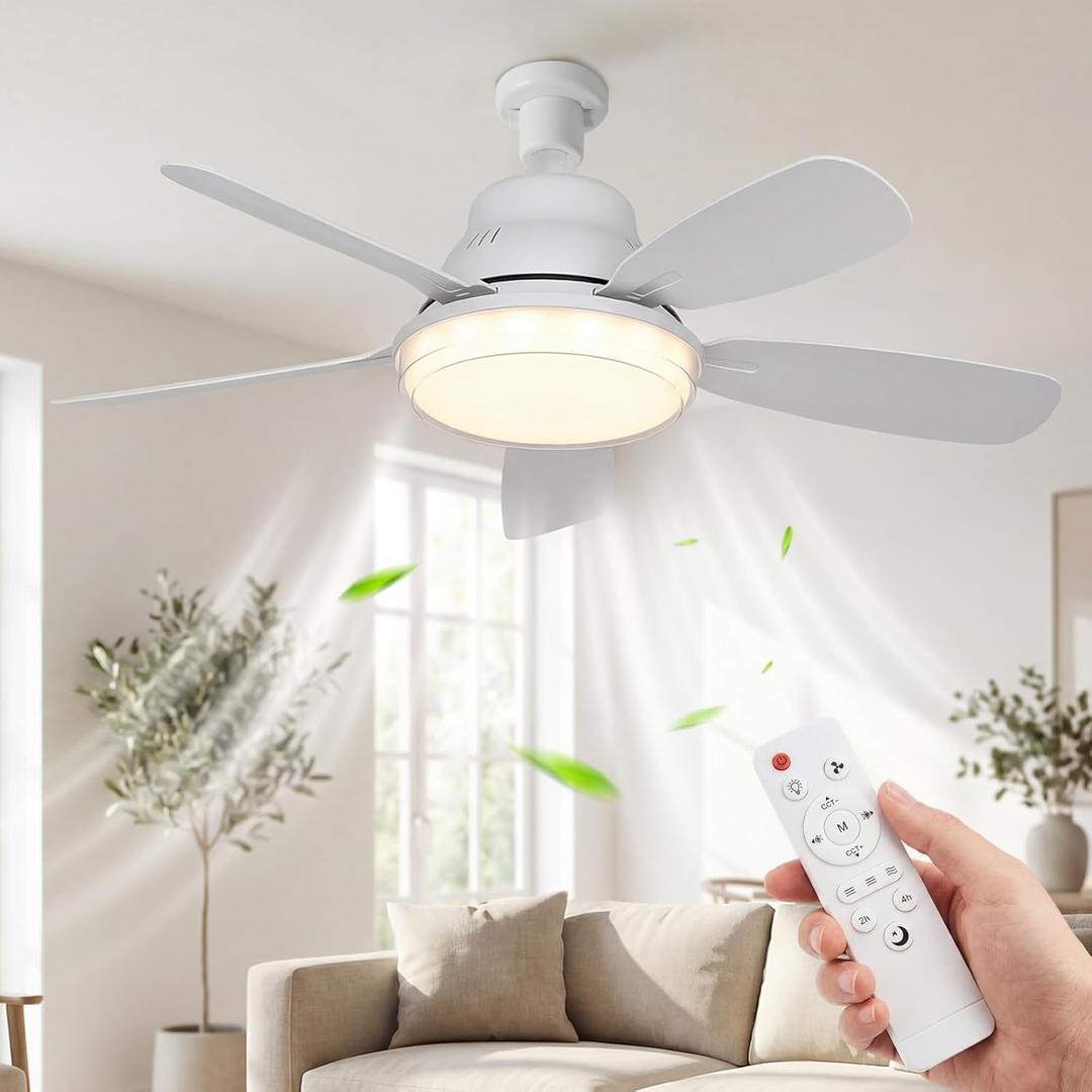 Socket Fan Light with Remote,24" Screw in Ceiling Fan Lights with 3 Colors Dimmable,3 Speed,2500 Lumens,Portable E26 Light Bulb Fan for Bedroom,Dining Room,Kitchen,Laundry Room,Garage.White