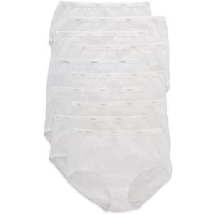 Hanes Women's Cotton Brief Value Pack, 10-Pack, Assorted Brief Underwear (Colors May Vary) (8, All White)