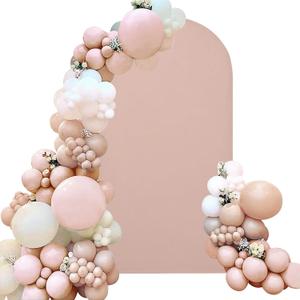 Fivenl Spandex Fitted Wedding Arch Cover, Cameo Brown, 7.2FT Round Top Chiara Backdrop Stand Cover, Cameo Brown