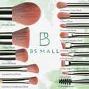 BS-MALL Travel Makeup Brush Set 14 Pcs Foundation Powder Concealers Eye Shadows with LED Light Mirror, Green