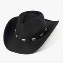 Women & Men Felt Western Cowboy Hat Classic Roll Up Brim Belt Buckle Cowgirl Fedora (M)