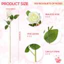 Riceshoot 500 Pcs Artificial Silk Roses Flowers with Long Stem Bridal Wedding Bouquet Realistic Floral Bulks for Garden Home Party Gifts Favor Decoration(White)