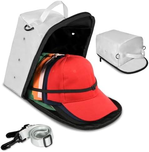 MAGTSMEI Hat Travel Case for Baseball Caps, Hat Organizer Bag Hat Storage Case with Hat Holder Protects up to 12 Hats for Travel, Home Storage with Shoulder Strap, Silver, Patent Pending,2pcs