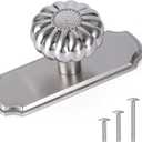 4 Pack Brushed Nickel Brass Cabinet Knobs with Backplate, Drawer Pulls for Kitchen, Dresser Cabinet Hardware for Bedroom, 1-1/5 Inches Diameter Handles