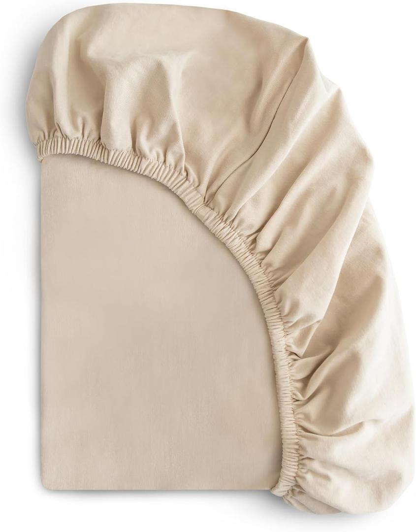 mushie Stretchy & Soft Crib Sheet | Fitted 28" x 52" (Fog)