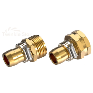 Twinkle Star Garden Hose Repair Connector with Clamps, Male and Female Garden Hose Repair Kit, Fit for 3/4" or 5/8" Garden Hose Fitting
