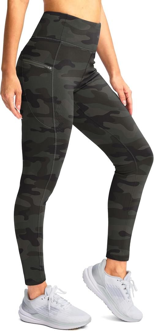 SANTINY Women's Fleece Lined Winter Leggings Water Resistant High Waisted Thermal Hiking Running Warm Pants Women Pockets (S)
